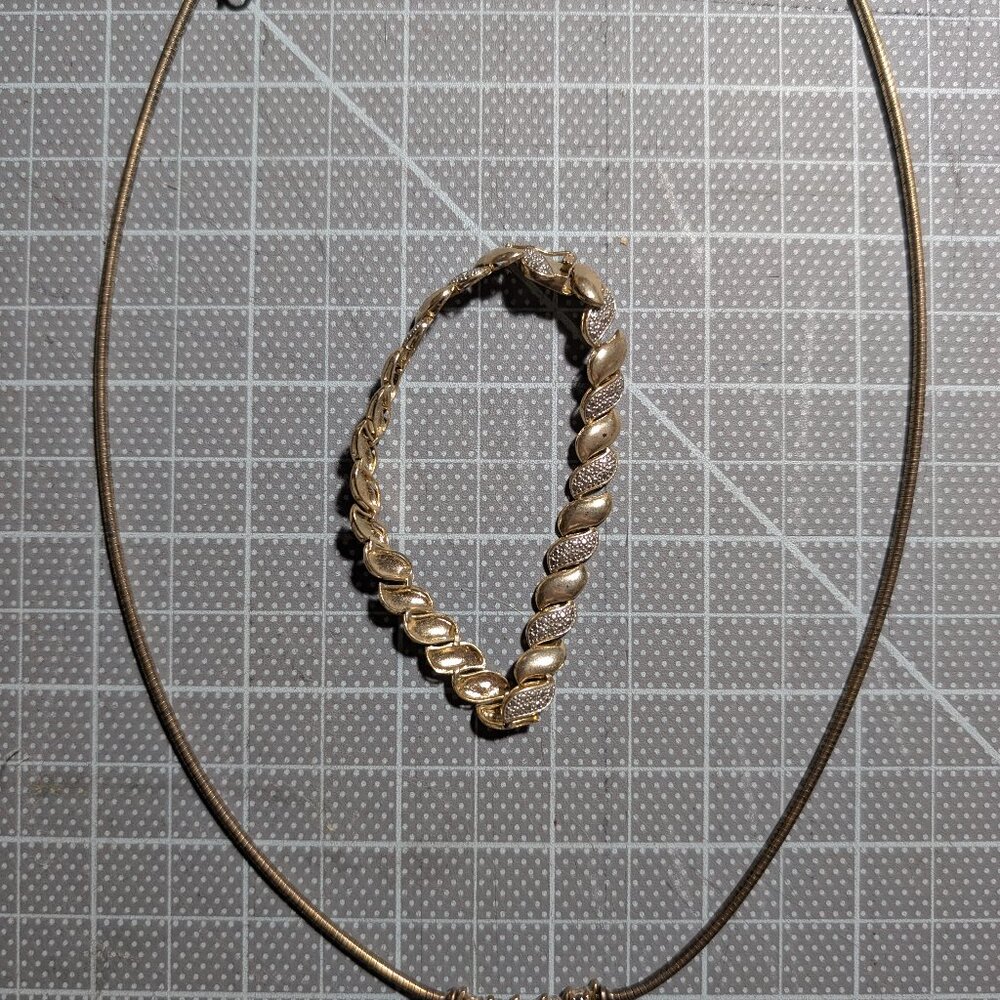 Gold Plate and Diamond Jewelry Set